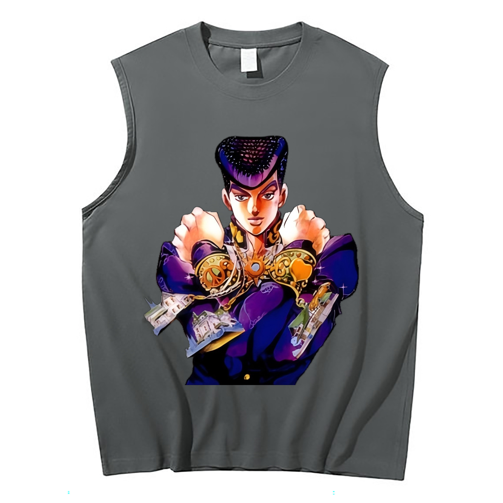 （画像用） ジョジョの奇妙な冒険 ひがしかた じょうすけ JoJo's Bizarre Adventure Higashikata Josuke コットン100％タンクトップ（フロントプリント）